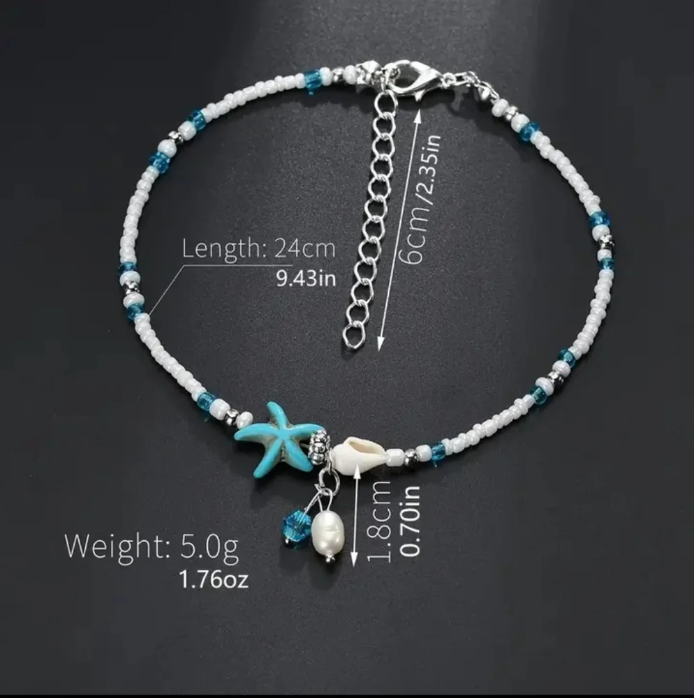 Starfish Beaded Ankle Bracelet - Picture 7 of 9